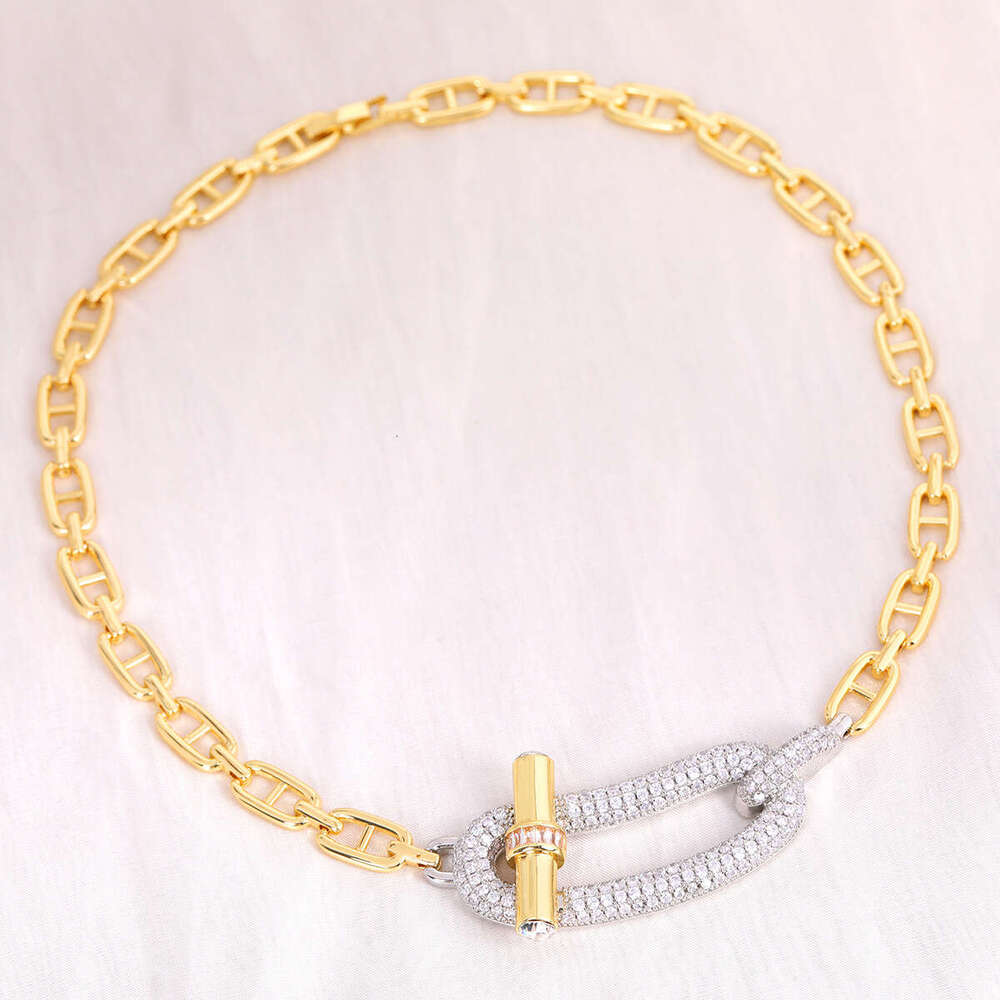 Hot-Selling Gold Tone Luxury Pig Nose Moissanite Chain designer Necklace Ring Bracelet Earring Diamond Premium Copper Inlaid Zircon Jewelry Set party  - view 8