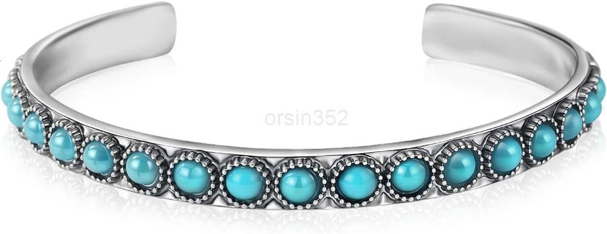 Bracelet for Women Synthetic Turquoise Cuff Bracelet Bohemian Western Boho Jewelry for Summer Beach Party Casual Wear Cowboy Gifts Y260117