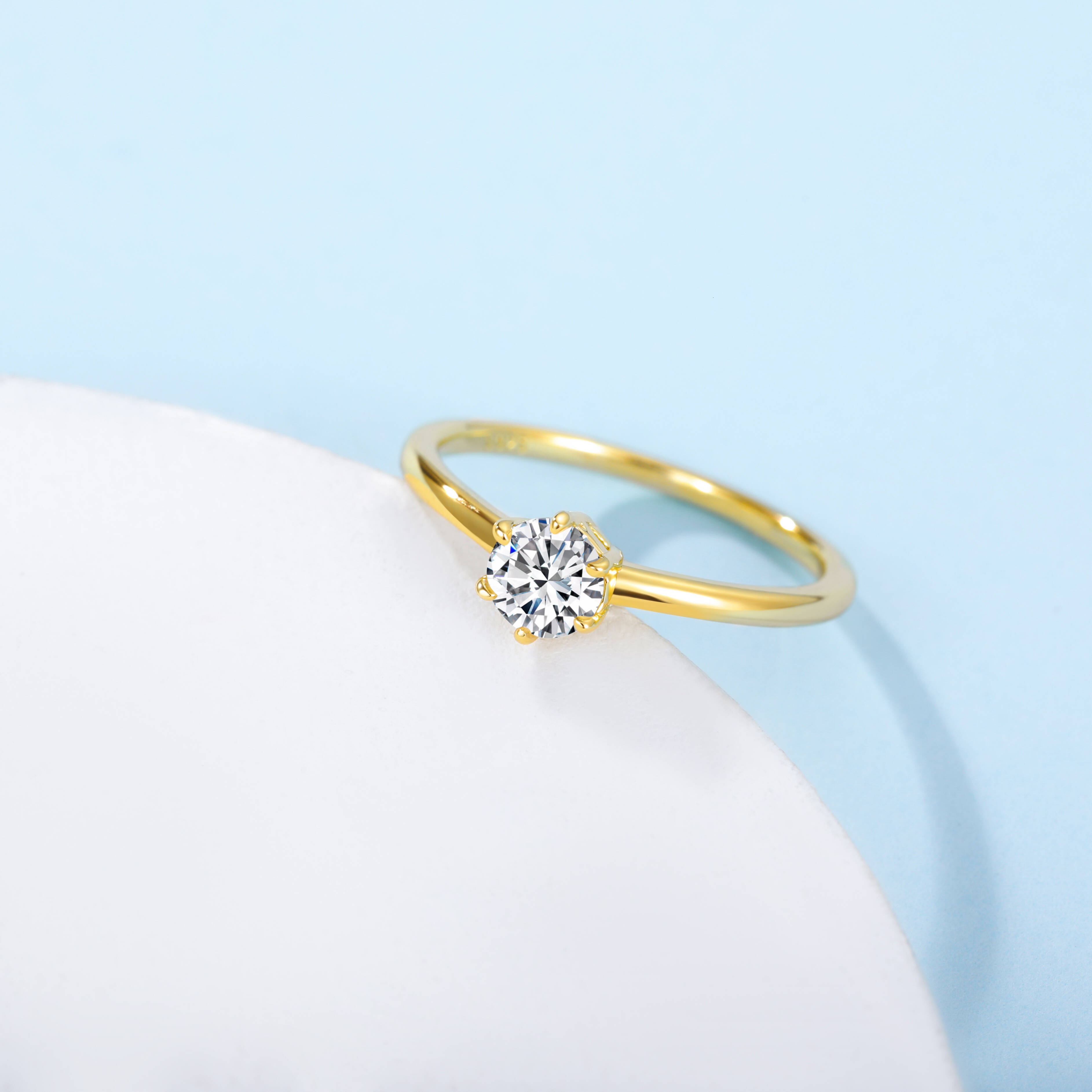 Somen 05ct 14k Gold Plated Moissanite Rings Women Fashion Sterling Silver Minimalist Jewelry Wedding Mossinate Diamond Ring