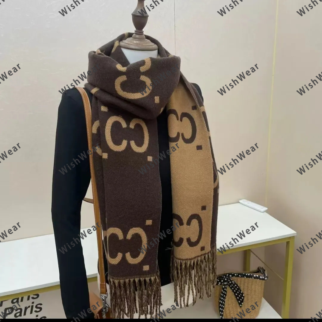 Double sided letter designer scarf for women cashmere designers echarpe men tassel winter schal full letters sciarpa soft warm wool luxury scarfs classic sjaal