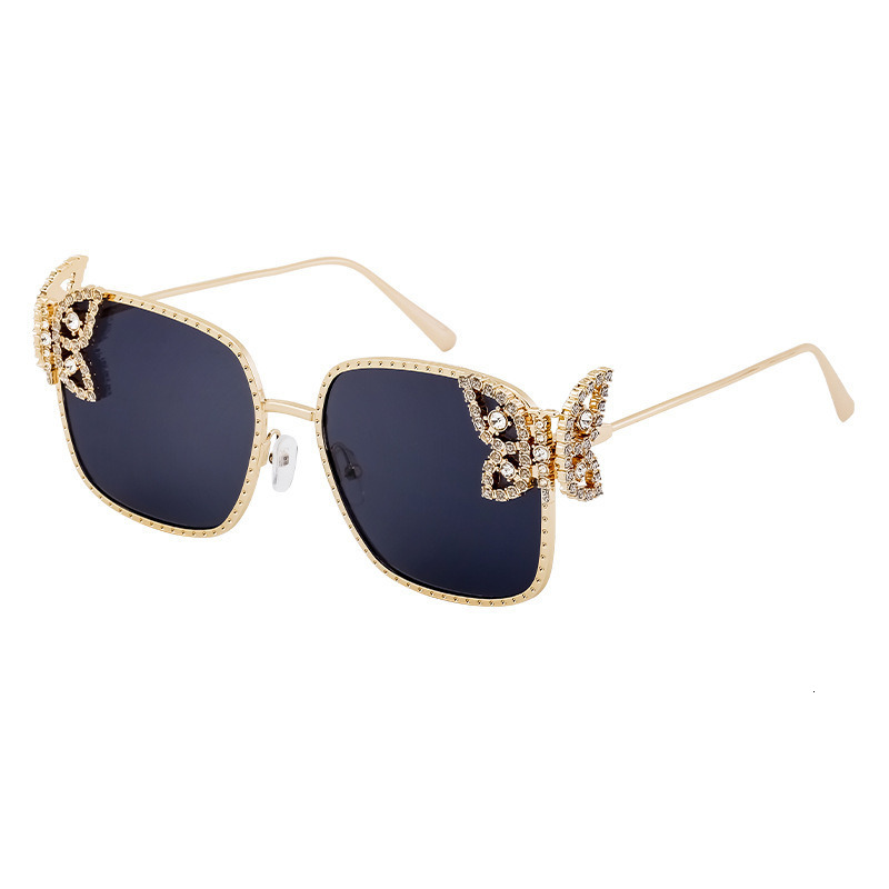 Fashion Butterfly Diamond Sunglasses for Women Metal Frame Sunglasses Women Shades