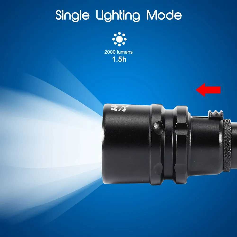 APLOS AP20 Dive Light 2000 Lumens Scuba Diving Flashlight IPX8 Waterproof Underwater Torch with Rechargeable Battery Charger C250915