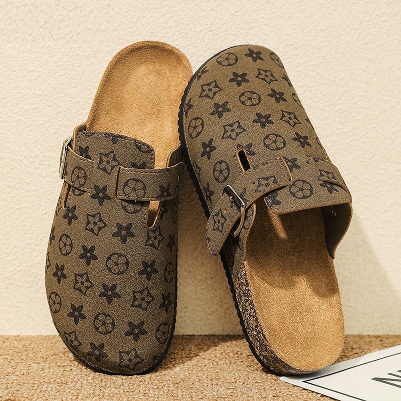 free shipping Fashionable slippers breathable anti slip trendy brand slippers men's couple style high-end feel, office and business Baotou slippe