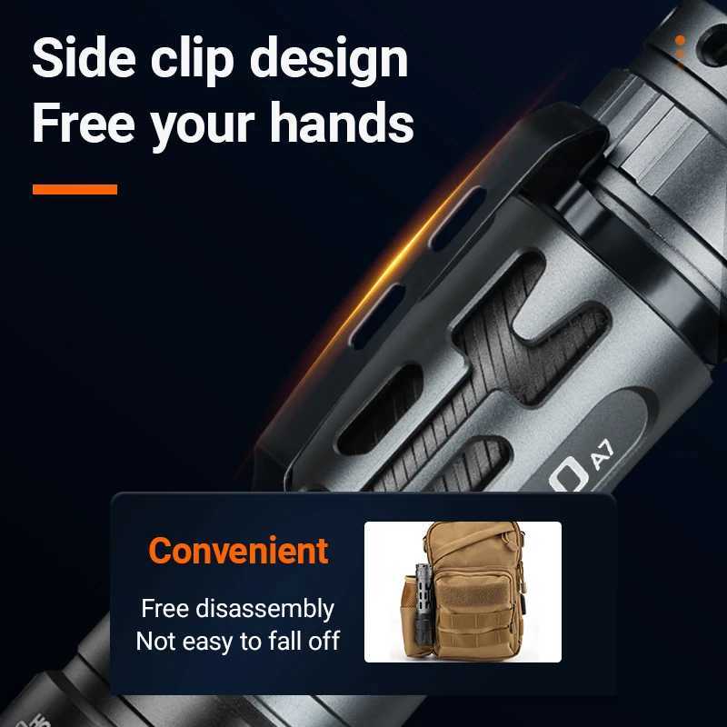 YEMAO A7 2200LM Powerful Flashlight Dual Control Buttons USBC Rechargeable 21700 LED Tactical Torch C250915