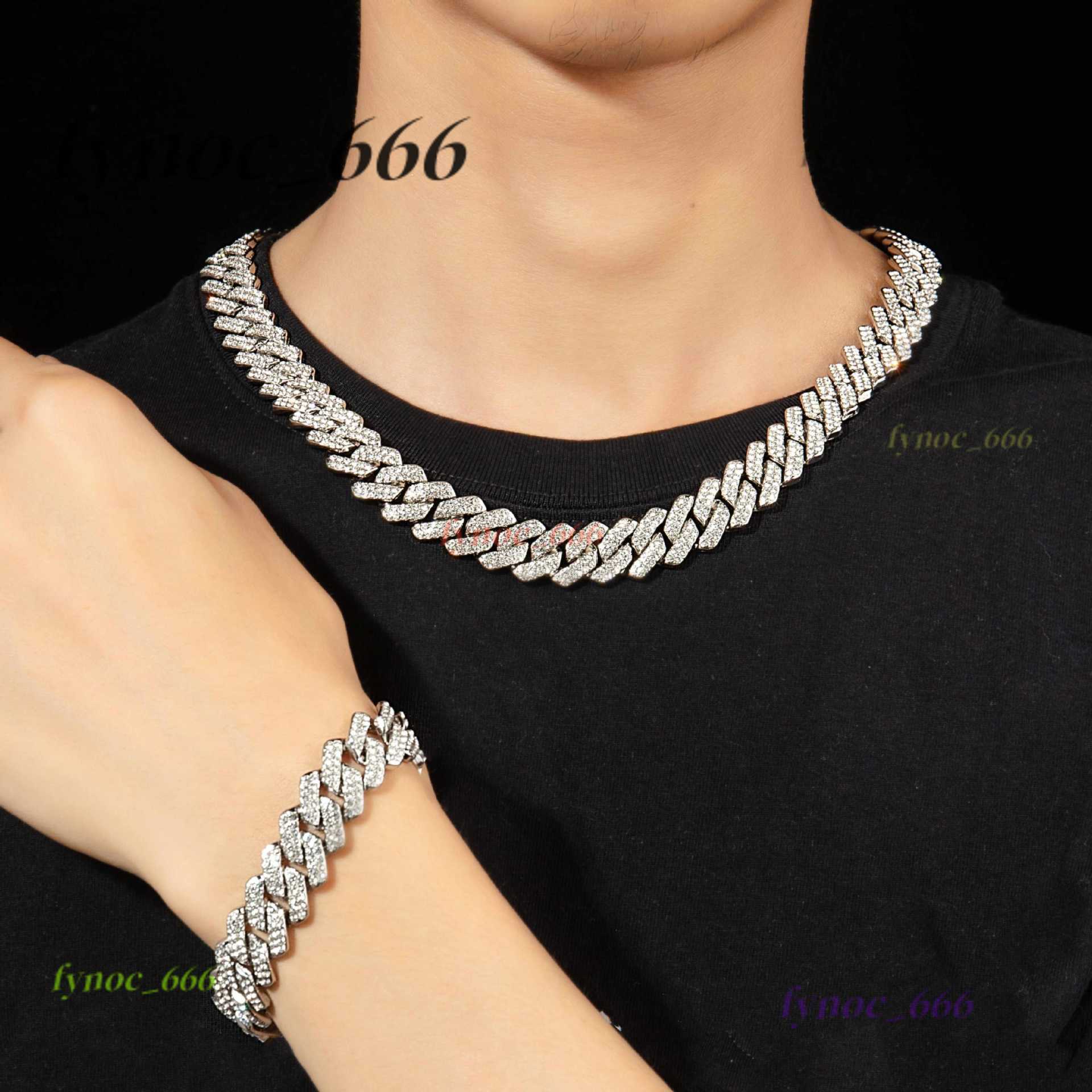 Wholesale Choker Cuban Link Chain 24k Gold Diamond Jewelry Miami 14mm Miami Chain Full Diamond Iced Out Cuban Necklace for Men