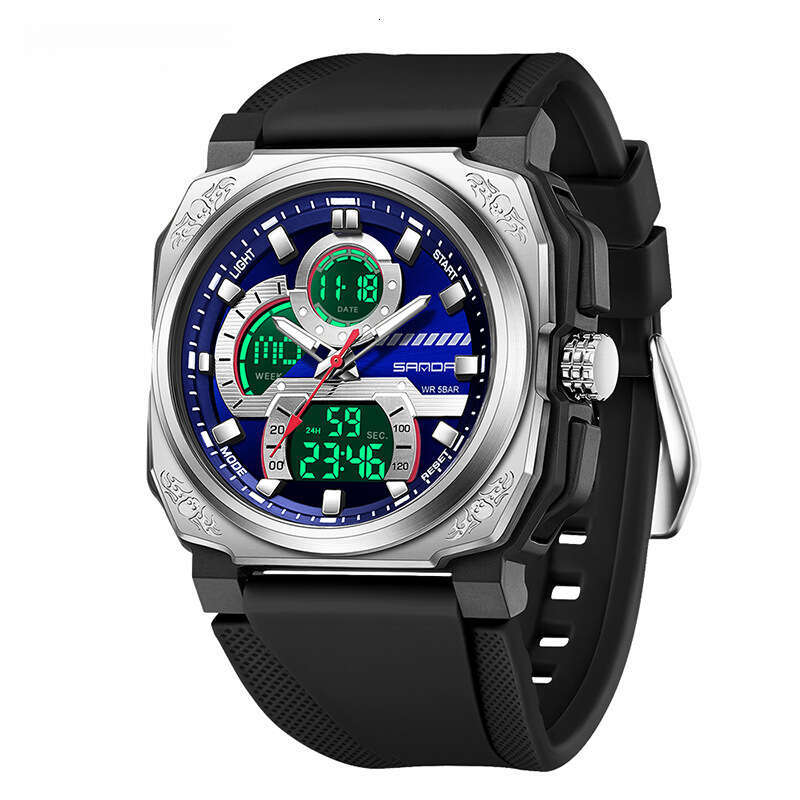 DHwatches Men's Electronic Quartz Multi-Function Alarm Clock Reminder Student Fashion Square Sports Watch