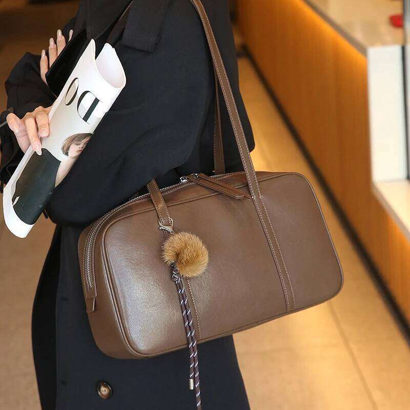 Designer Bag Women's Cow Genuine Leather Shoulder Bags Ladies Fashion Designer Handbags Female Retro Commute Boston Cowhide Handbag