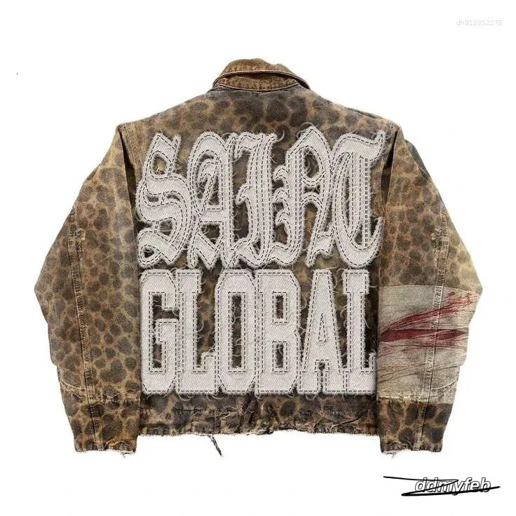 Men's Jackets Streetwear Vintage Leopard Camouflage Jacket Y2k Coats Men Women Hip Hop Letter Patchwork Embroidery Oversized Clothes ddmyFeb
