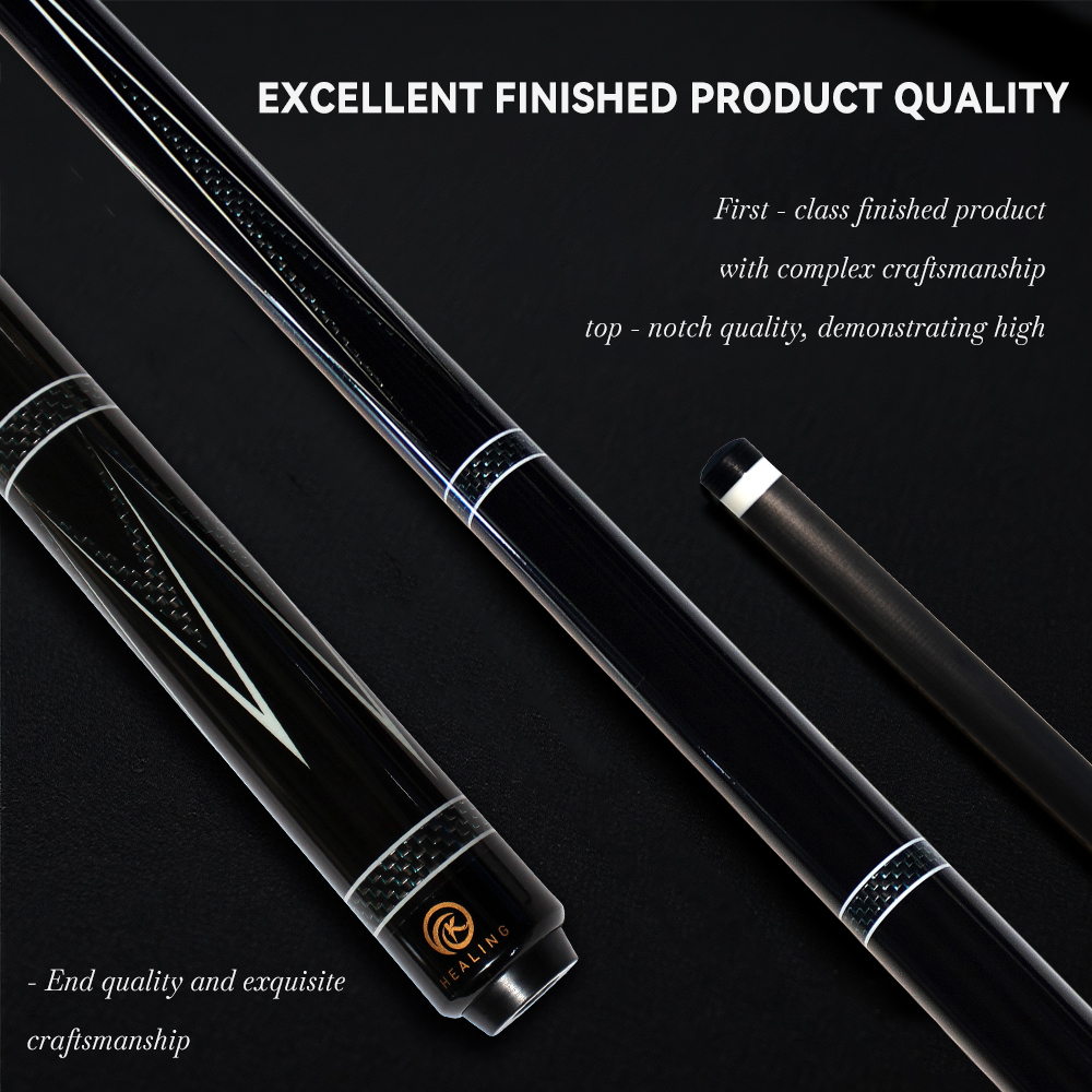 OKHEALING 1/2 Split Carbon Fibre Pool Cue Billiard Cue Stick Tip Diameter 12mm Radial Pin Joint Total Length 1474mm/58inch Weight 19Oz Billiard Stick 
