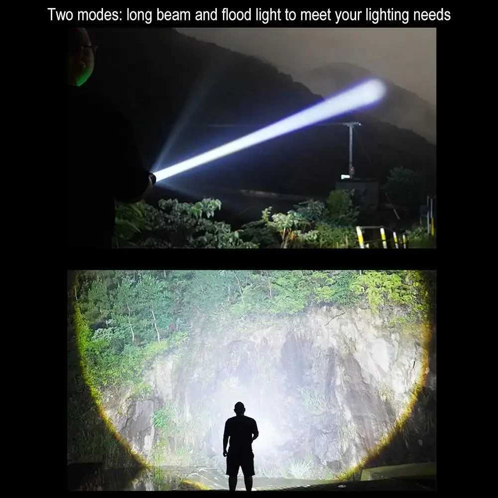 White Laser Flashlight With Power Display High Brightness Handheld Zoom Fishing Outdoor Work Telescopic Camping Ligh Light S5G1 C250915