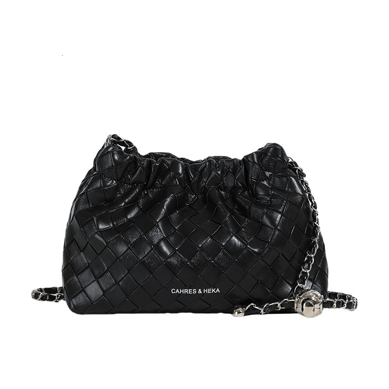 Luxury Brand Designer Bag 2024 Summer New Fashion Versatile Chain Crossbody Bag Niche Simple Shoulder Embossed Woven Bucket Bag