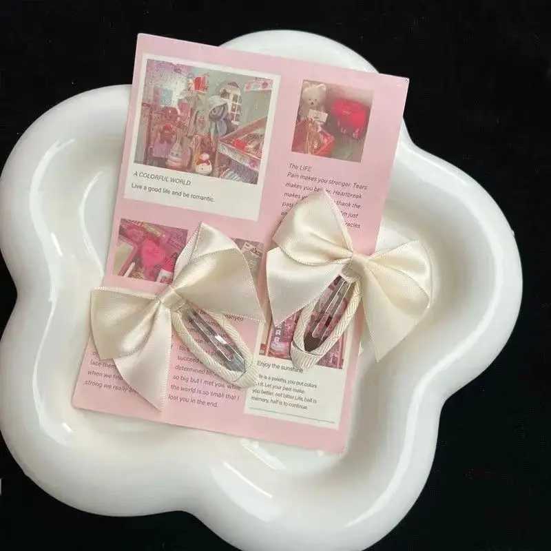 2PC New Lovely Princess Black White Satin Bow Girls Hairpins Children Headwear Hairgrip Hair Clips Barrettes Hair Accessories F250915