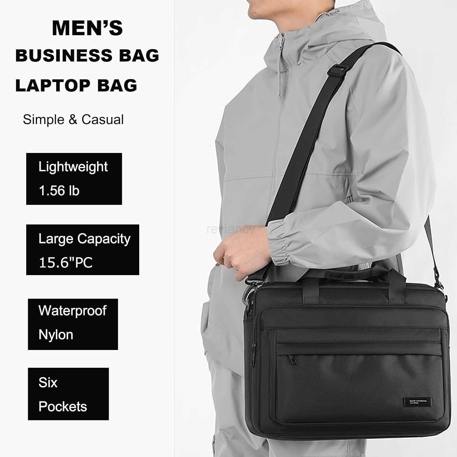 Laptop Bag 156 Inch Briefcase for Men Women Waterproof Nylon Lightweight Shoulder Computer Messenger Handbag for Business Office Work Travel College B
