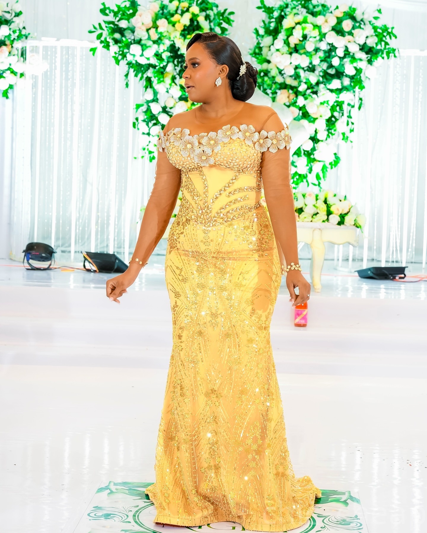 Aso Ebi Yellow Mermaid Prom Dresses 2025 Flowers Crystals Sequined Evening Formal Party Second Birthday Engagement Gowns Plus Size Dress For Special O