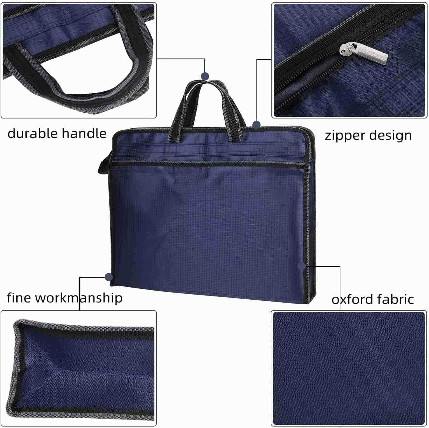 Zipper Business Document Bag Waterproof File Folder Bag Briefcase Portable Portfolio Carrying Case Handbag Unisex Adults File Storage Organizer HolW25