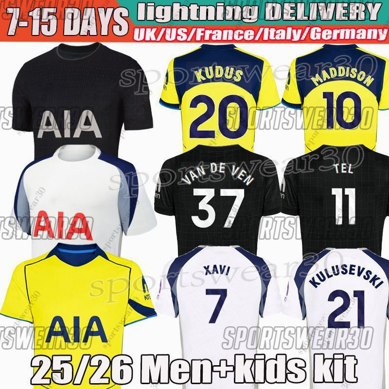 25 26 tottenhamjersey Soccer jerseys MADDISON TEL KULUSEVSKI RICHARLISON XAVI BISSOUMA JOHNSON VAN DE VEN KUDUS tottenaham 25 26 football shirt mens kit kids