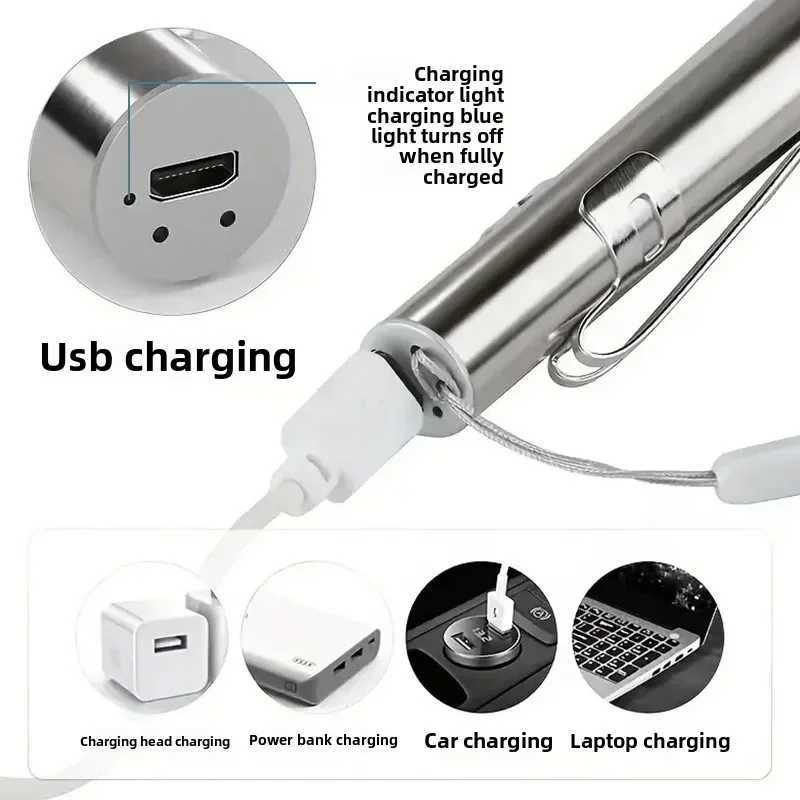 Mini Portable Medical Handheld LED Pen Light Flashlight USB Rechargeable Dental Nurse Flashlight Rechargeable C250915
