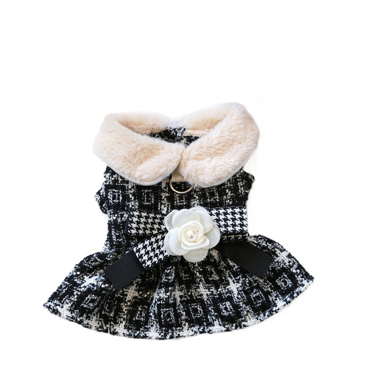 Pet Puppy Cat Clothes Autumn Winter Stylish Floral Dress