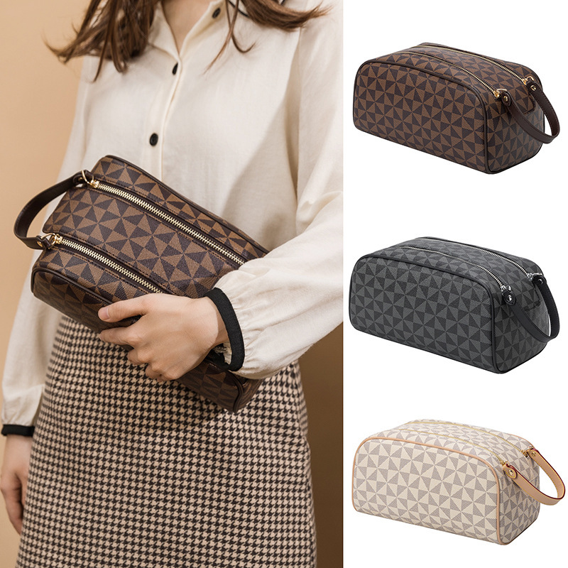 2025 New Portable Simple Double Pull Handheld Toilet Printed Large Capacity Handbag Makeup Bag fashion Designer