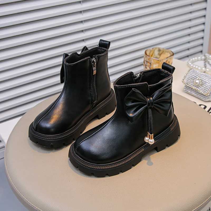 Girls Ankle Boots with Big Sweet Bows Kids Leather Boots Round Toes Soft Sole 2025 Autumn Children Princess Short Boots ElegantXJ250915