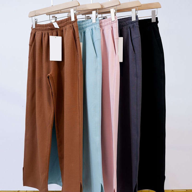 New Women luluity lemonitys Pants Split Long Ladies luluity lemonitys sets Soft Fabric Straight Jogger Trousers luluity lemonitys leggings Yoga women clothes c9