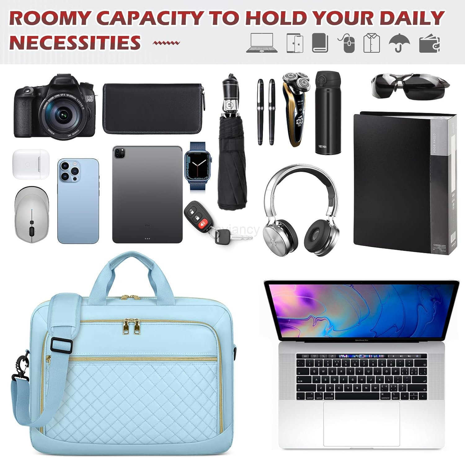 Laptop Bag 173 Inch Laptop Briefcase for Men Waterproof Shoulder Messenger Bag Large Computer Bag for Business Office Work College BlackW250914