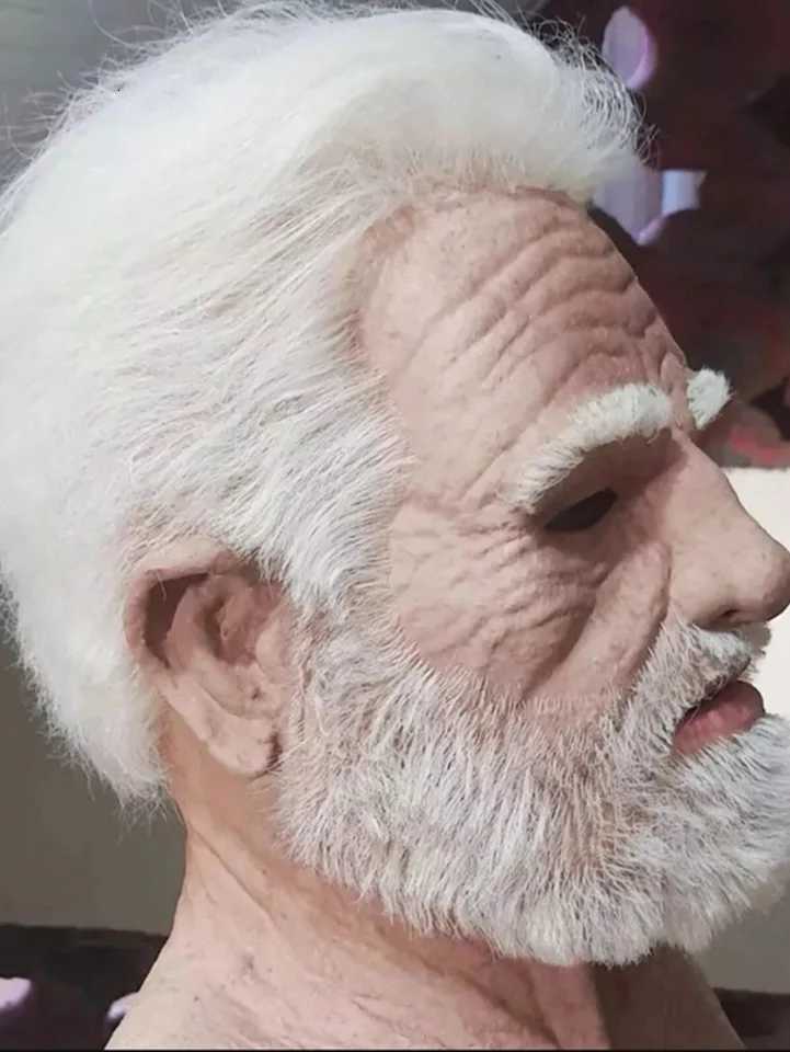 Halloween Old Man Mask Realistic Vicissitudes Simulation Full Face Mask Role Play School Party Gathering Game Head Cover W250915