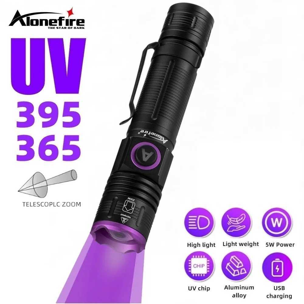 Zoom 365nm UV Flashlight USB Rechargeable Ultraviolet Nail lamp Torch Cat Dog Pets Urine tinea Marker Money Ore Detection Light C250915