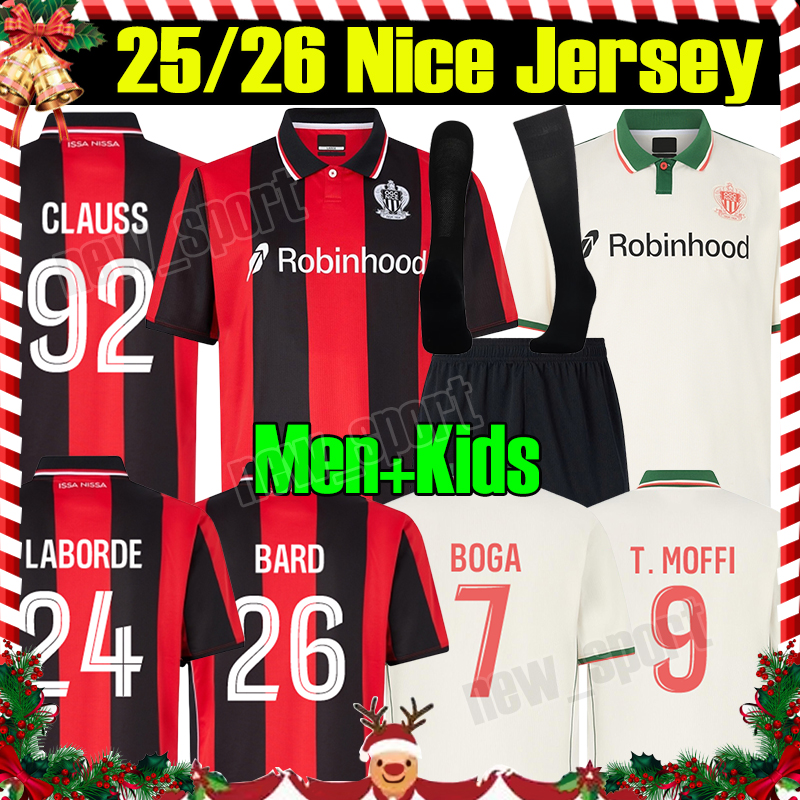 4XL 2025/26 OGC Nice FC soccer jerseys CLAUSS T.MOFFI D A N T E LABORDE GUESSAND BARD BOGA BOUDAOUI LABORDE CHO maillot de foot Men kids kit Football Shirts