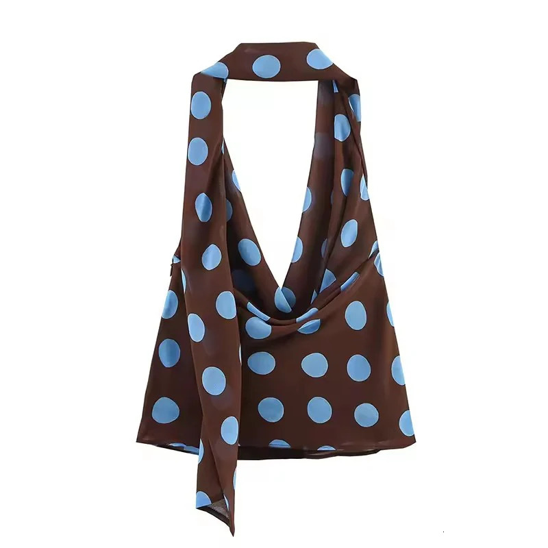Polka Dot Printed Midi Skirts Two Piece Sets for Women 2025 Summer Chic Scarf Halter Top Suits Beach Woman 2 Piece Outfits 250915
