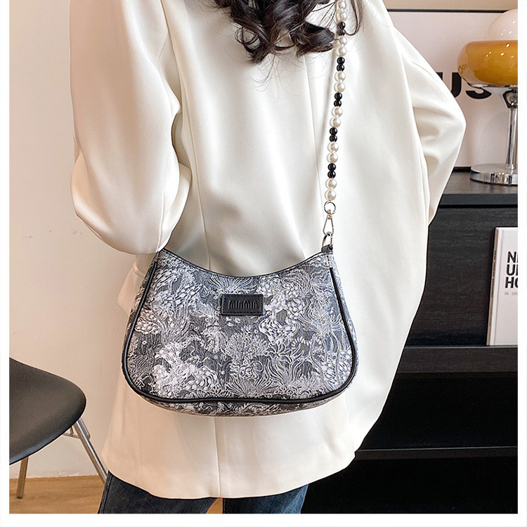 Luxury Brand Designer Bag 2025 Sanfu Pain Bag Underarm Pearl National Trend Print High-End Feel Women's Bag Fashion Versatile Single Shoulder Cro