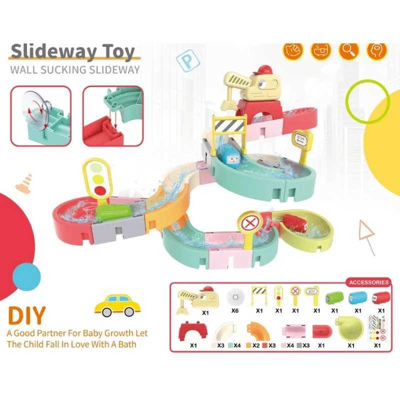 BaBy Water Toys for Kids Bath Toys DIY Building Water Slide Tracks Wall Track Building Set Spray Outside Pool Bathtub Toys C250915