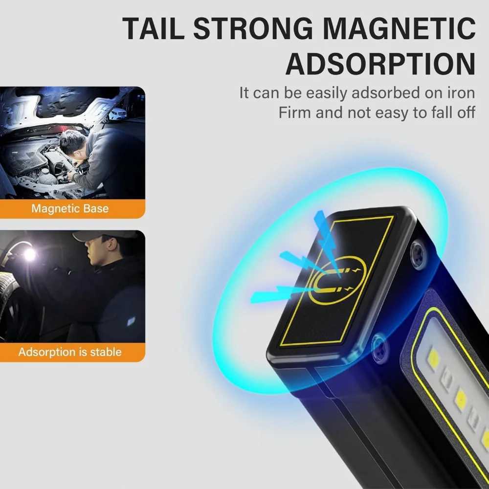 Portable Rechargeable LED Work Light Mini Magnetic Flashlight COB Side Light Mini Outdoor Flashlights Portable Torch Light C250915