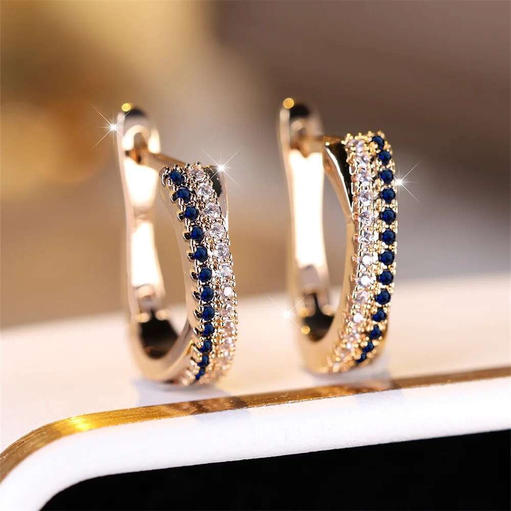 2026 fashion Earrings Alternating Striped Personality gold Trendy Cool Earrings - view 7