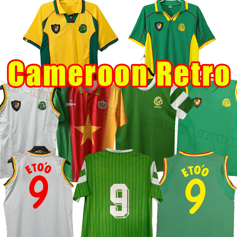 Retro classic Cameroon 1990 1998 2002 soccer jerseys National MBOMA SONG GEREMI Biyik GEREMI Retro football shirt 2003 90 98 02 03