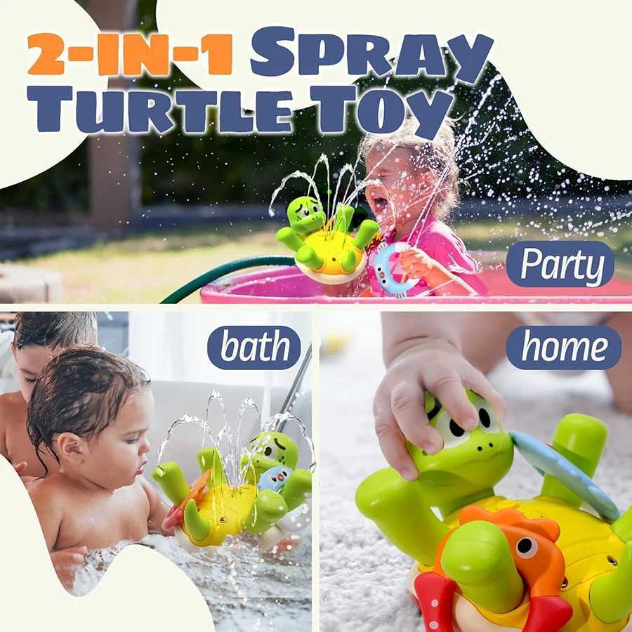 Baby Bath Toys Toddler Bath Toys for Kids Rechargeable Swimming Turtle Bath Toy with 5 Rings Bathtub Spray Toy for Baby Toys C250915