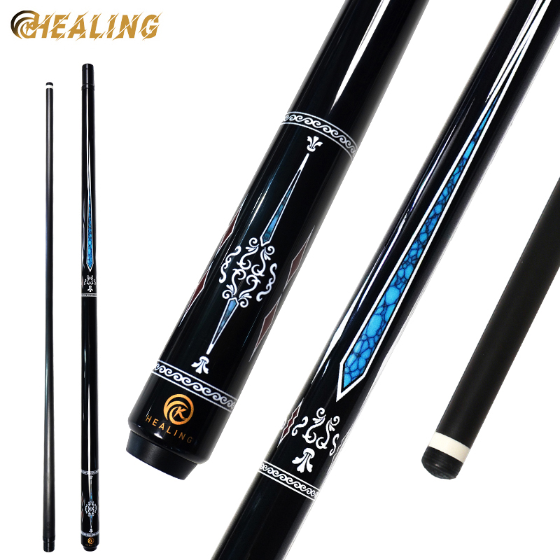 OKHEALING 1/2 Split Carbon Fibre Pool Cue Billiard Cue Stick Tip Diameter 12.5mm Radial Pin / 8 Teeth Joint Total Length 1474mm/58inch Weight 19Oz Bil