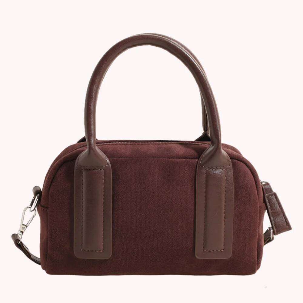 Women Suede Tote Adjustable Strap Crossbody With Multi-Pockets Handbag Zipper Satchel Bag For Work Travel