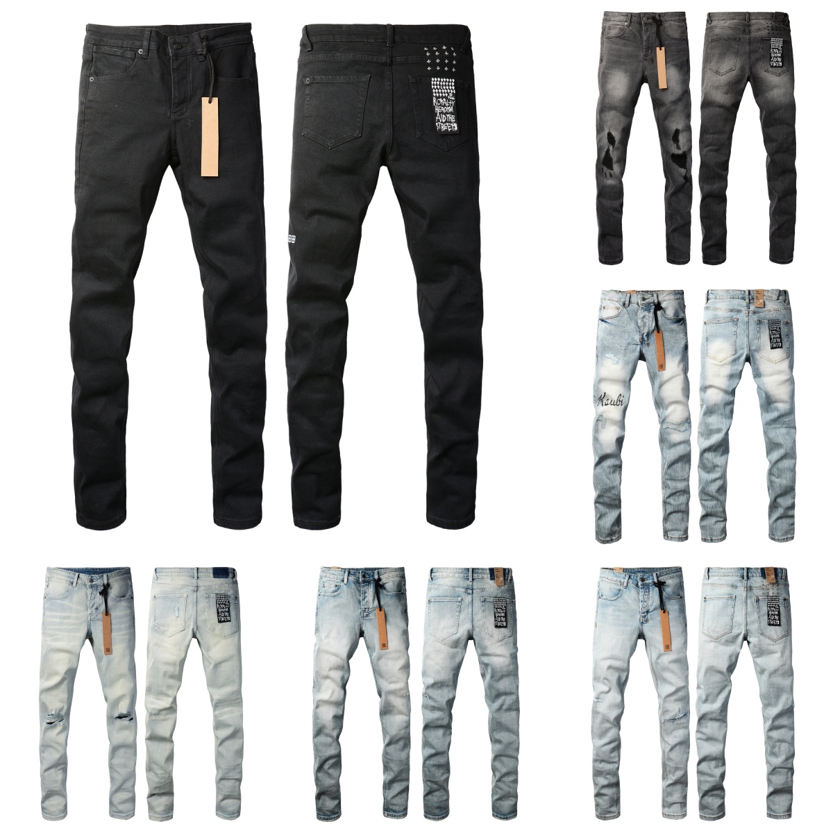 designer jeans ksubi jeans High quality jeans Ksubi men's jeans Ripped High Street Jeans Retro Paint Spot Patch Hole Denim Streetwear silm Feet Micro Elastic pants