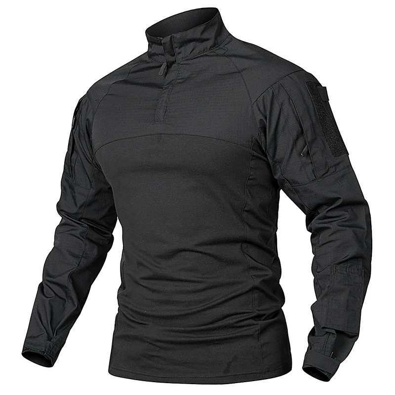 Ripstop Camouflage Tactical Shirt Men Camo Long Sleeve Combat Shirts MultiPocket Cotton Military Uniform TShirtXJ250915