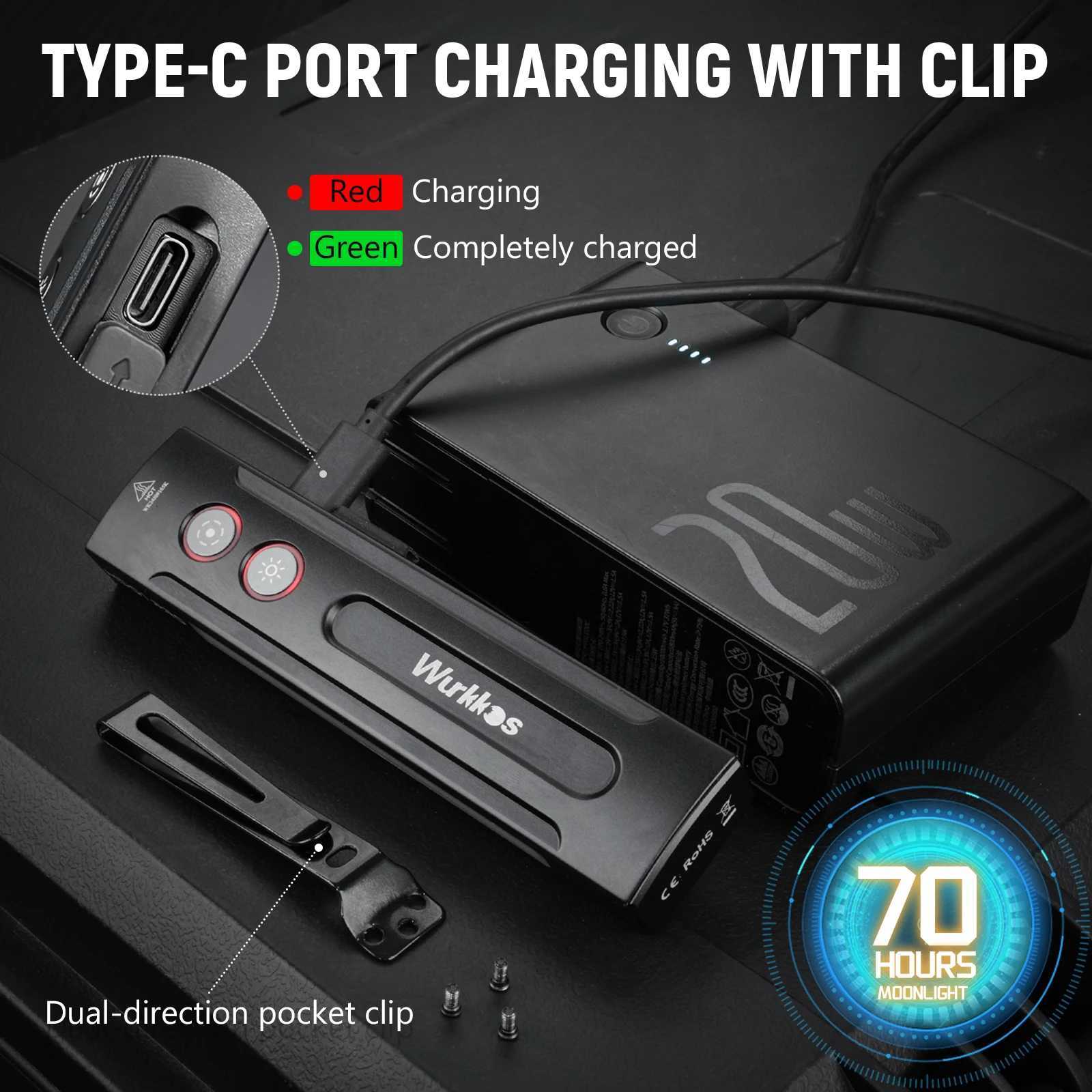 Wurkkos HD01 PRO Rechargeable Flat EDC Flashlight with Green Beam UV Light White LED and Side RGB Lights 1200 LM for Emergency C250915