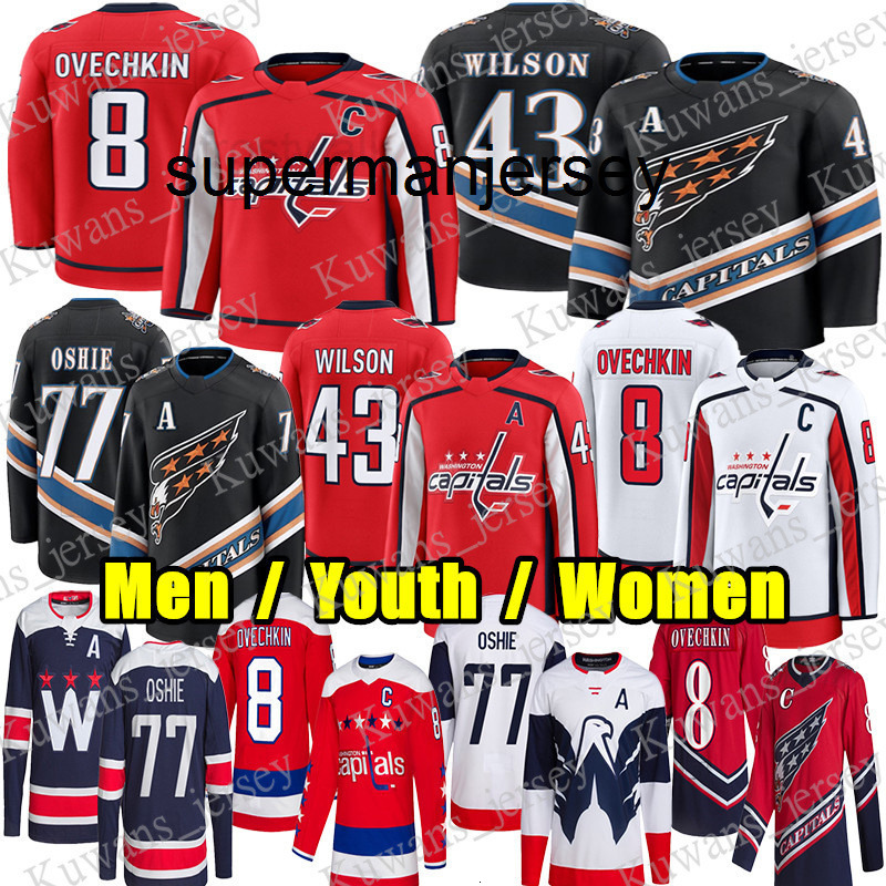 New 8 Alex Ovechkin washingtons hockey jersey capital jersey 77 TJ Oshie Dubois Tom WilsonS Logan Thompson Jakob Chychrun Charlie Li