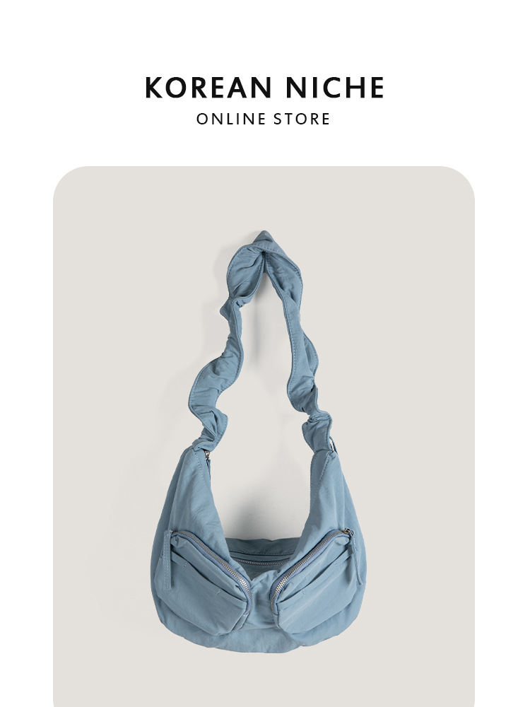 Hot-Selling Korean-Style New Small-Batch Drawstring Pleated Cloud Versatile Casual Nylon Dumpling Unique Shoulder Bag