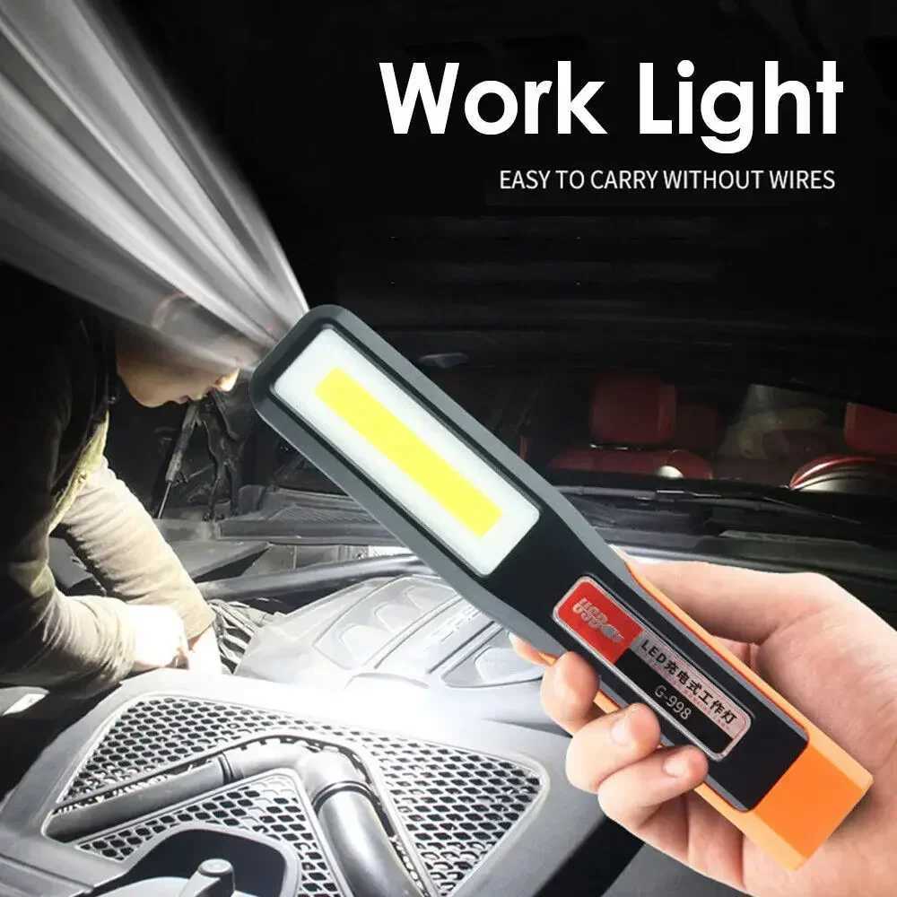 1248PCS Bright COB LED Work Light Car Mechanic Lamp USB Rechargeable Flashlight Magnetic Torch Emergency Light Warning Light C250915