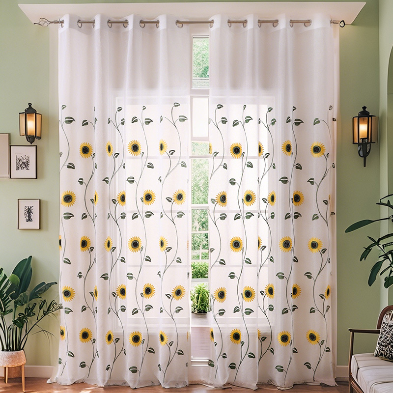YL-37179 French green kitchen gauze curtain retro American light-transmitting French double-layer lace bedroom partition curtain bay window curtain