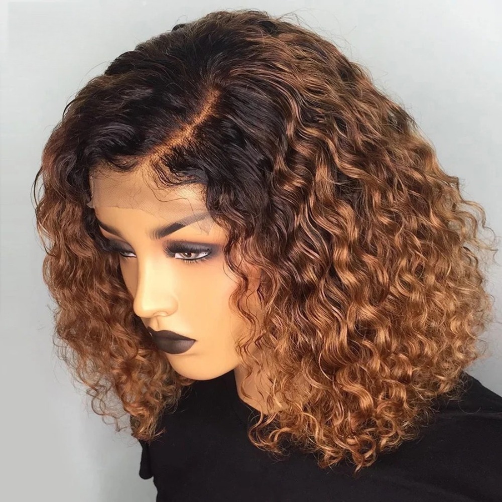 Loose Deep Wave Wig Highlight Ombre Color Glueless Short Bob Wigs Human Hair Pre Plucked Highlight Wear and Go Curly Wigs Brazilian HD Lace Front Wig