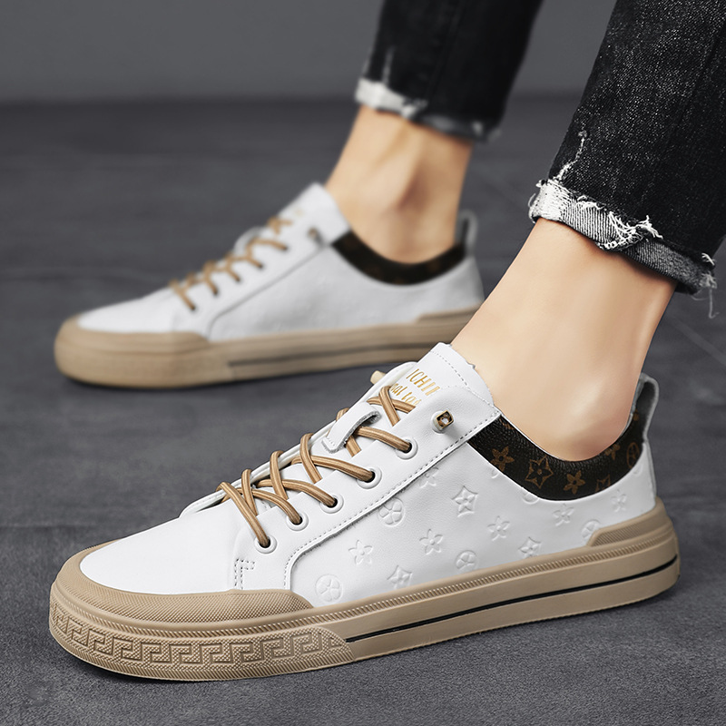 free shipping Versatile Fashionable shoes trendy seasonal casual leather shoes soft soled men's white shoes men's shoes sneaker hot
