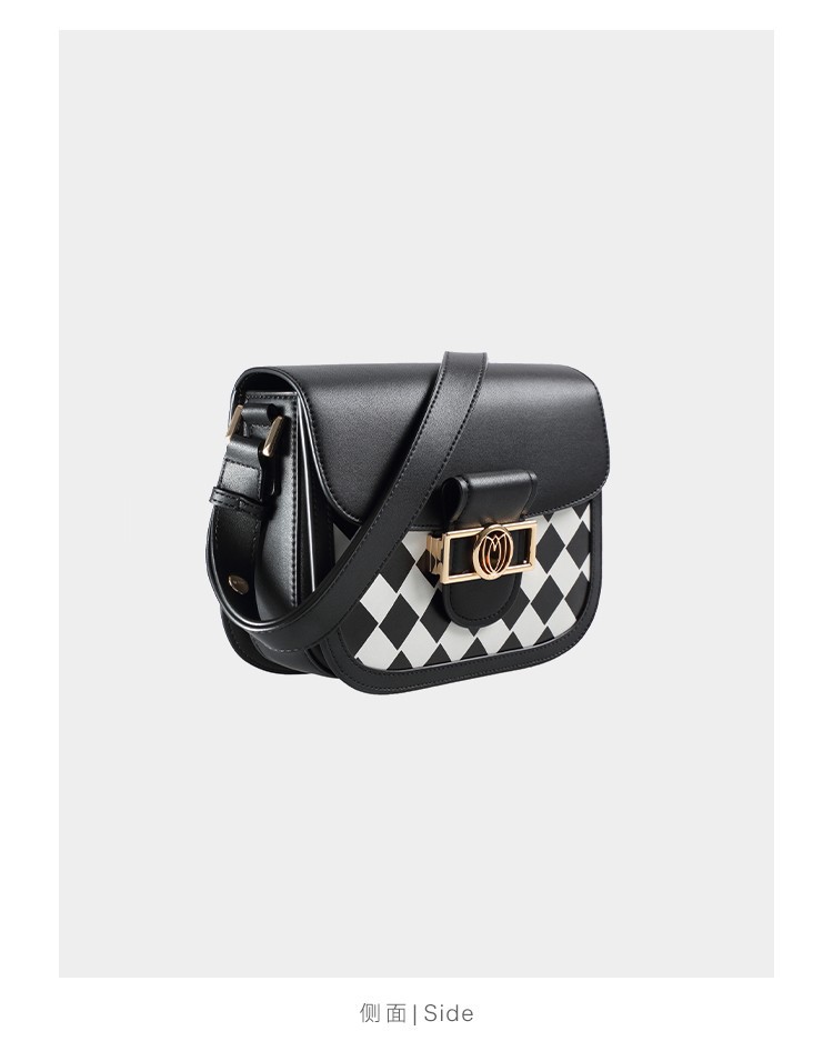 SUSEN checkerboard saddle bag 2025 new crossbody bag women's spring and summer retro niche texture one-shoulder saddle bag