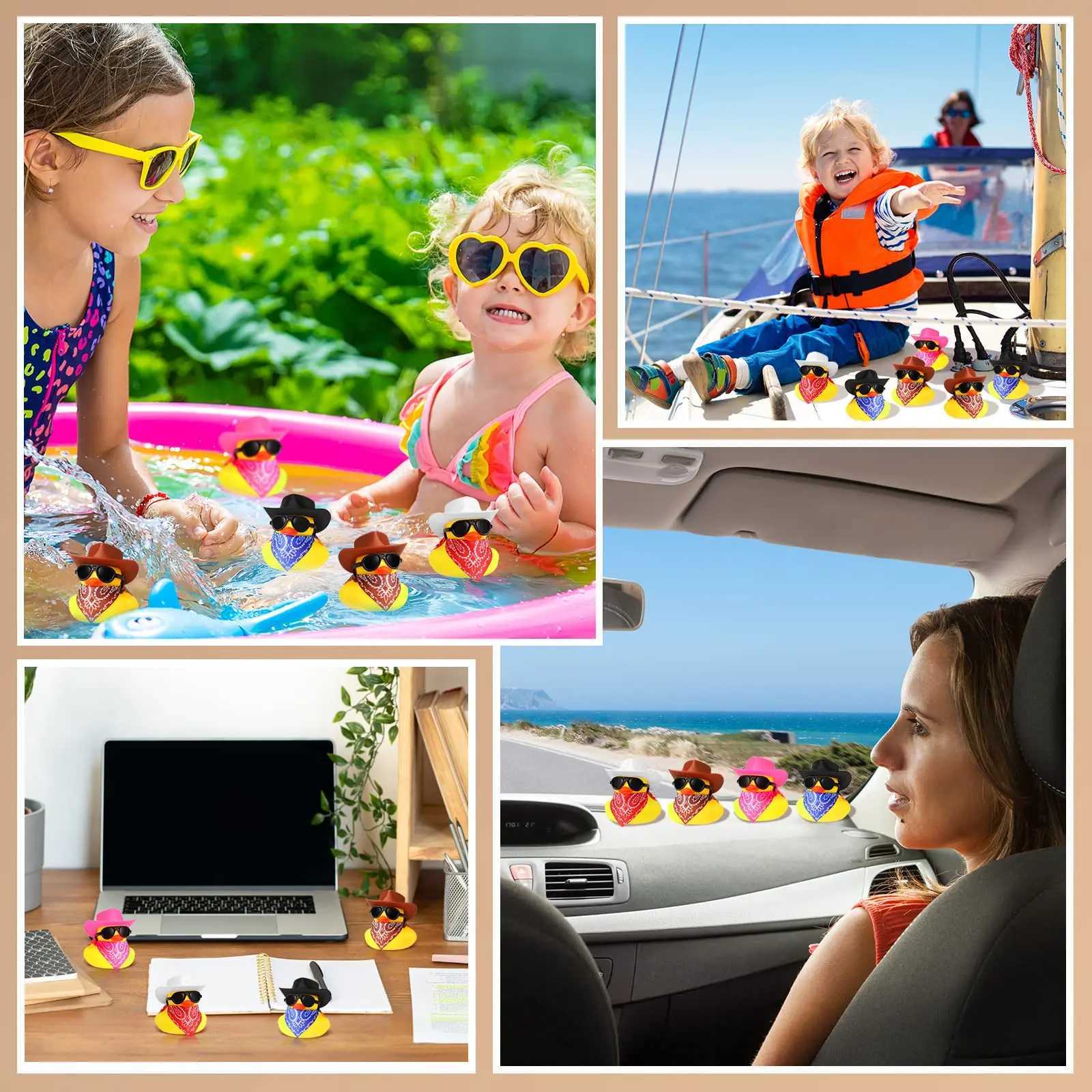 6 SetCowboy Rubber Duck with Hat and Scarf Mini Rubber Duckies Party Toys Shower Birthday Swimming Party Favor C250915