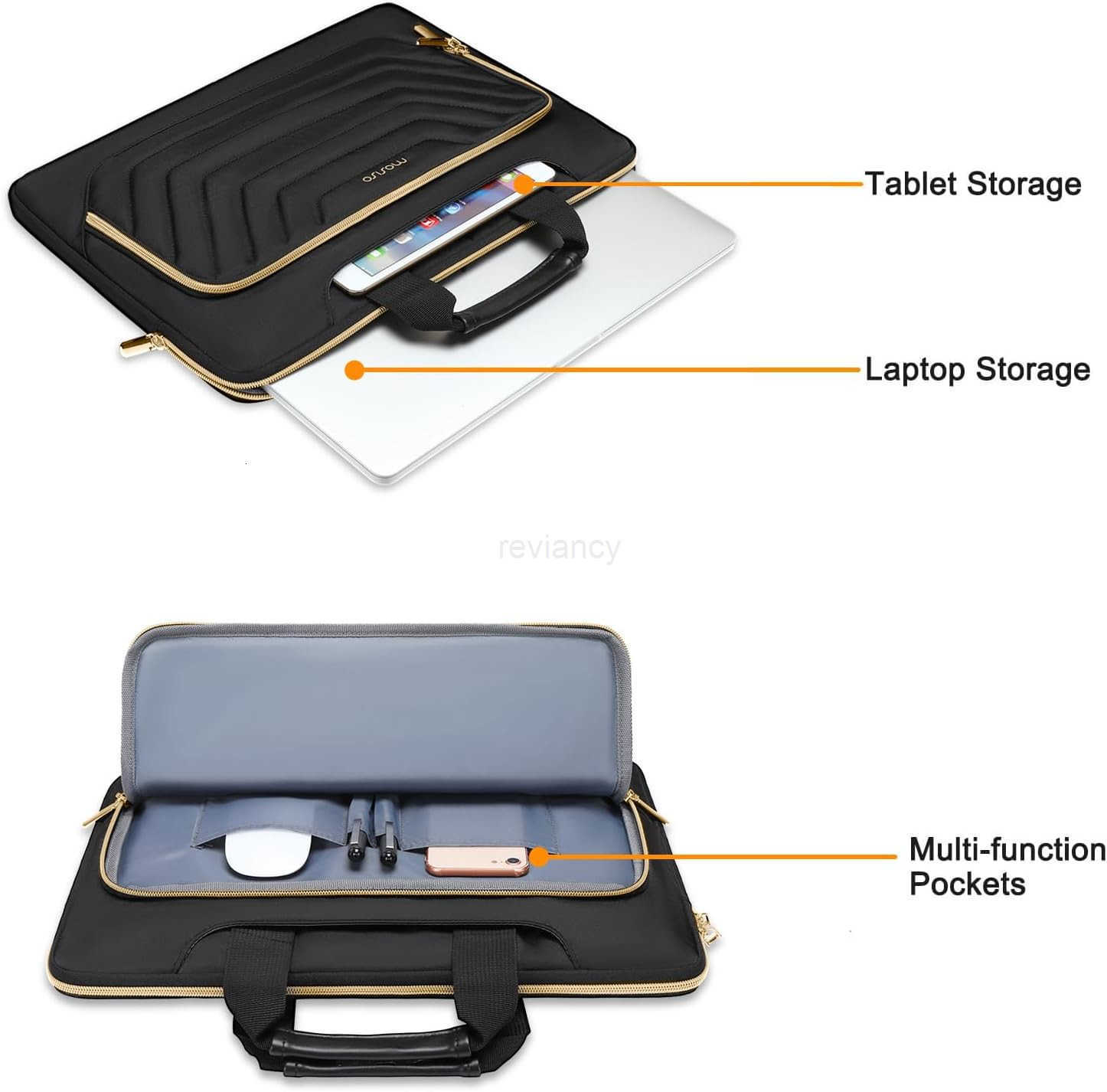 Laptop Shoulder BagComputer BagMessenger Briefcase with Front Inverted Trapezoid Quilted PocketW250915